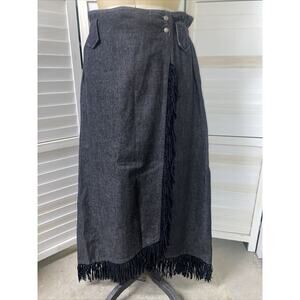 Western Collections Black Skirt Women Denim Vintage 80s 90s Rodeo Cowgirls Large